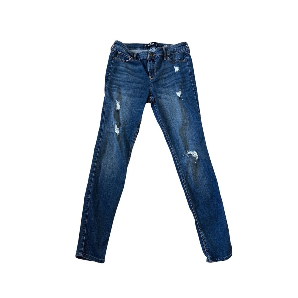 Hollister Co. Womens Mid-Rise Super Skinny Jeans Size 9R Distressed Blue